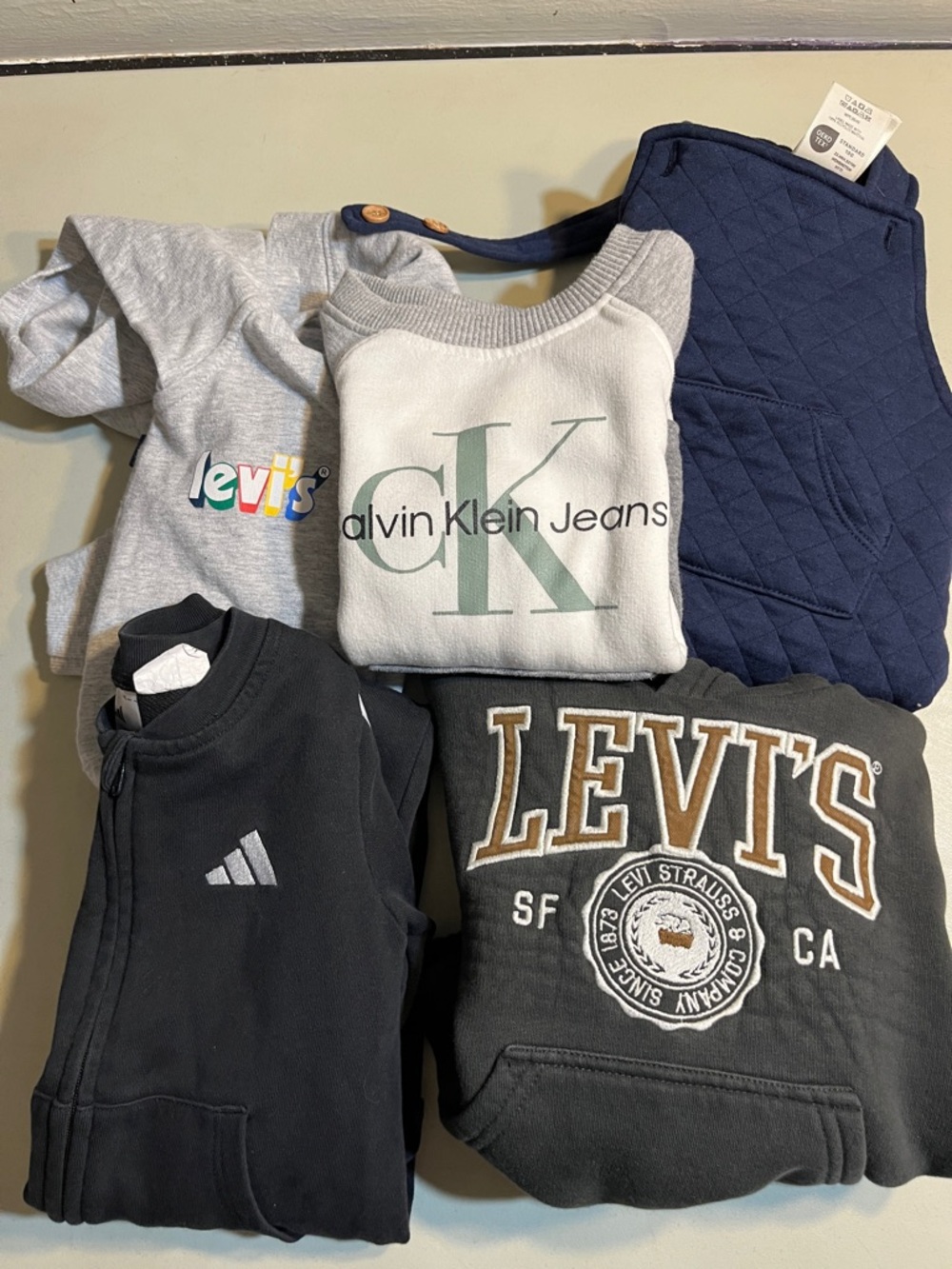 Calvin Klein Jeans Kids White & Sage Logo Sweatshirt with Crew